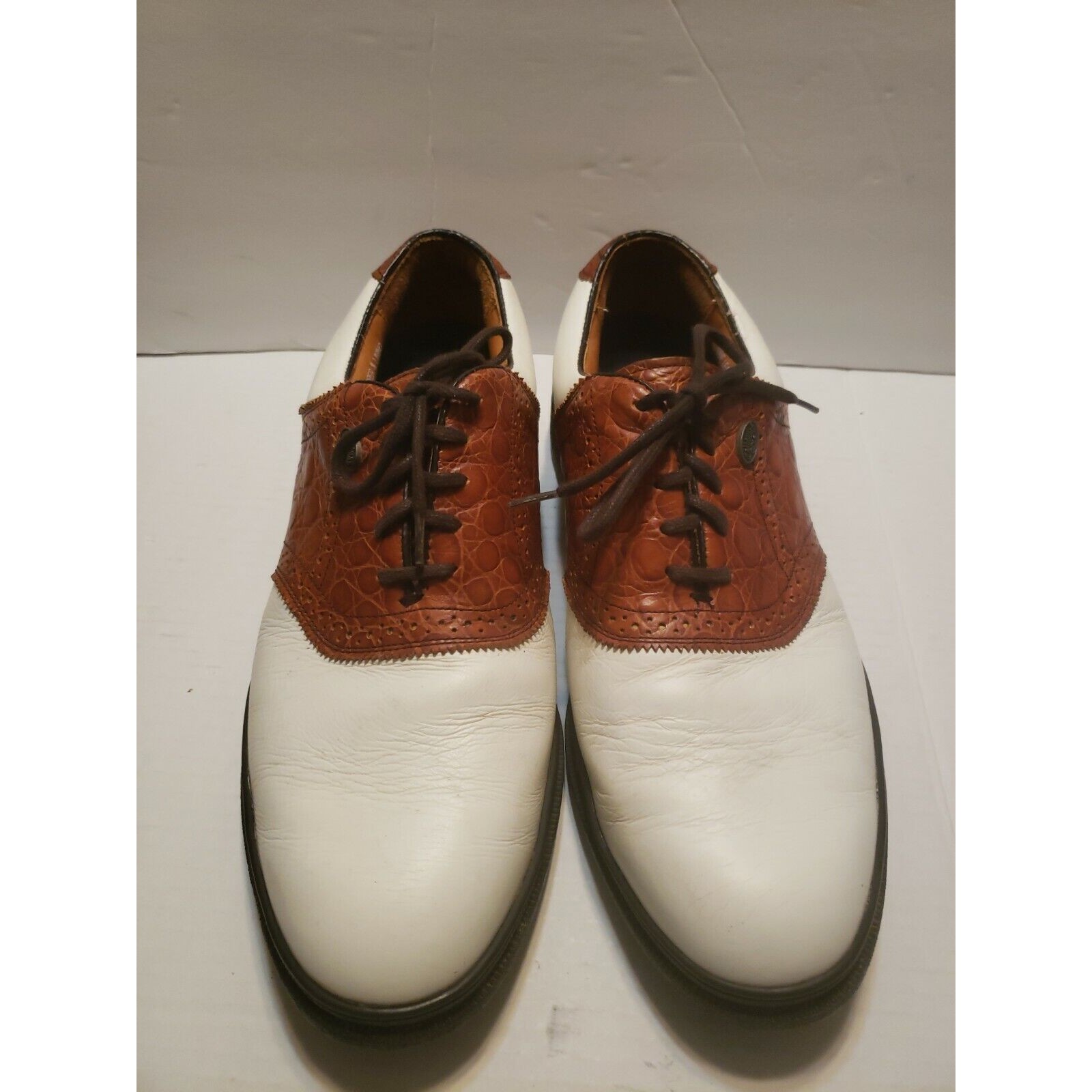 Callaway Mens White And Brown Color Block Golf Shoes Size 10.5
